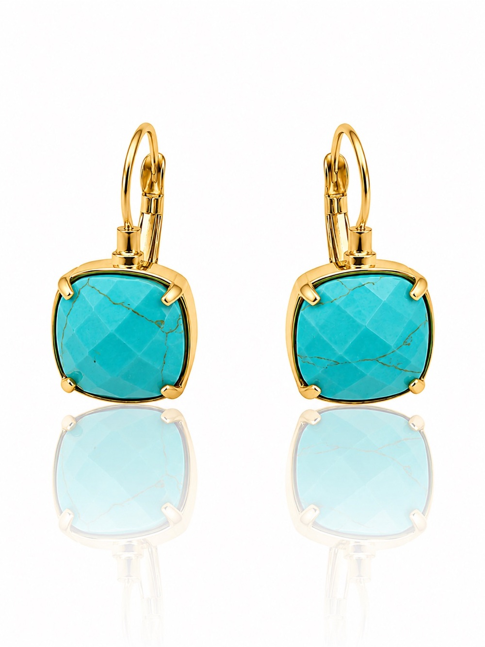 Gold and Turquoise Drop Earrings